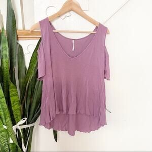 Free people lilac cold shoulders v-neck blouse XS